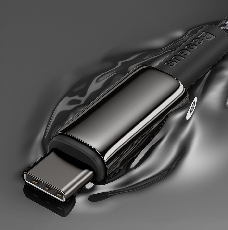 BASEUS Baseus Tungsten 1m 100W 5A PD QC USB-C - USB-C Flätad Nylon Kabel - Svart