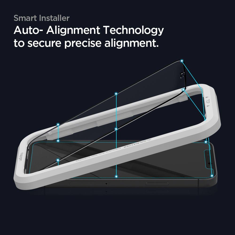Spigen iPhone 12 Pro Max - Spigen 2-PACK AlignMaster GLAS.tR Heltäckande Skärmskydd