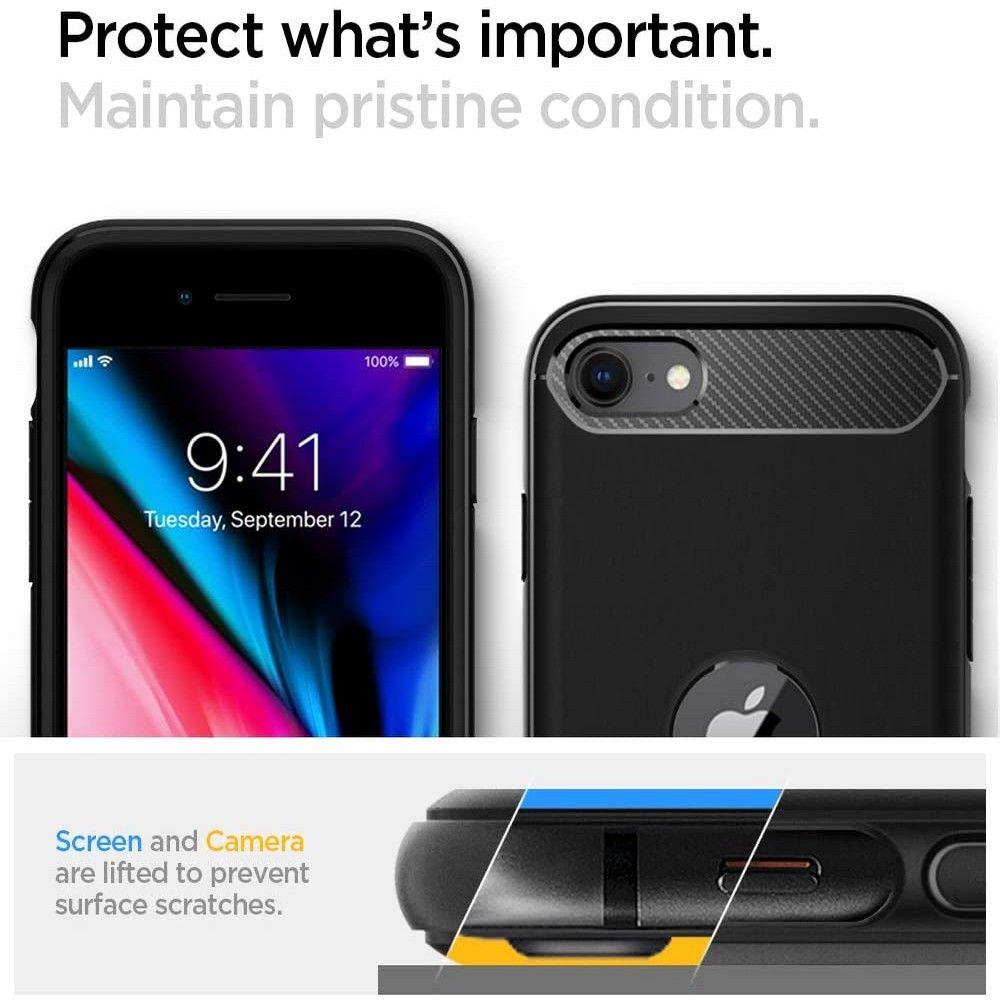 Spigen iPhone 7/8/SE (2020/2022) - Spigen Rugged Armor Skal - Svart