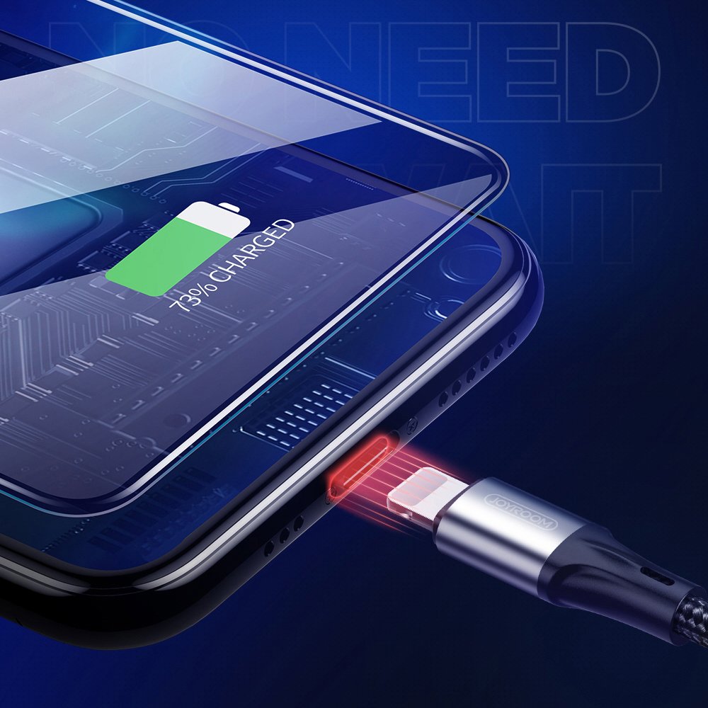 JOYROOM Joyroom 1m 3A Lightning Snabbladdning Nylon Kabel - Svart