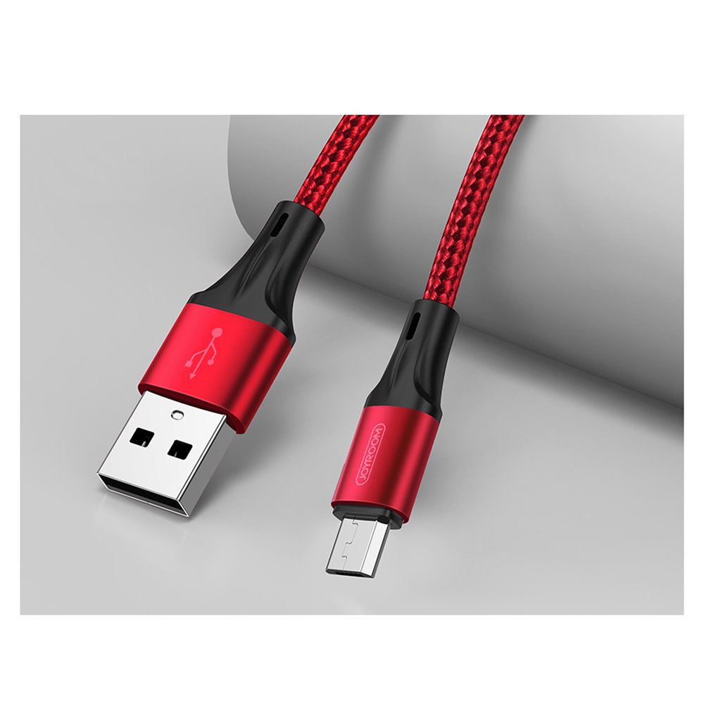 JOYROOM Joyroom 20 cm 3A MicroUSB Snabbladdning Nylon Kabel - Röd