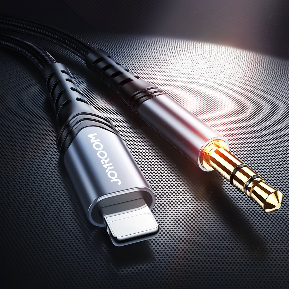 JOYROOM Joyroom 1m Lightning till 3.5 mm AUX Ljudkabel Nylon - Svart