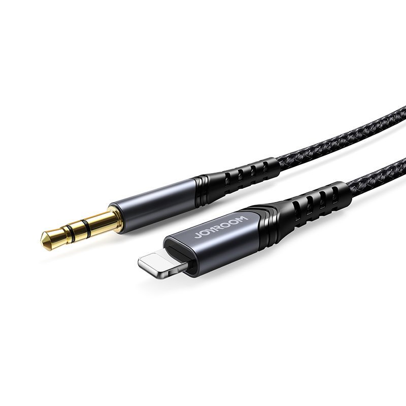 JOYROOM Joyroom 2m Lightning till 3.5 mm AUX Ljudkabel Nylon - Svart