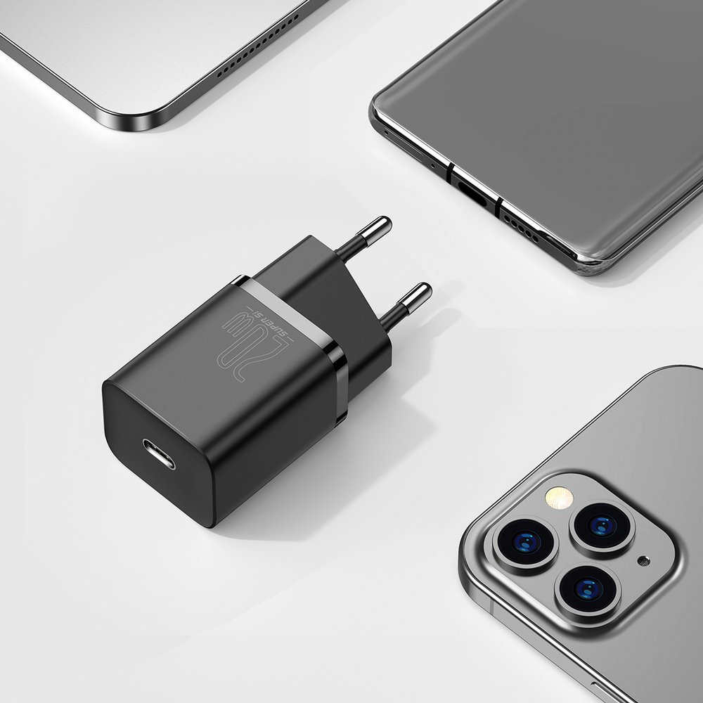 BASEUS Baseus Super Si 20W PD USB-C Snabbladdare - Svart