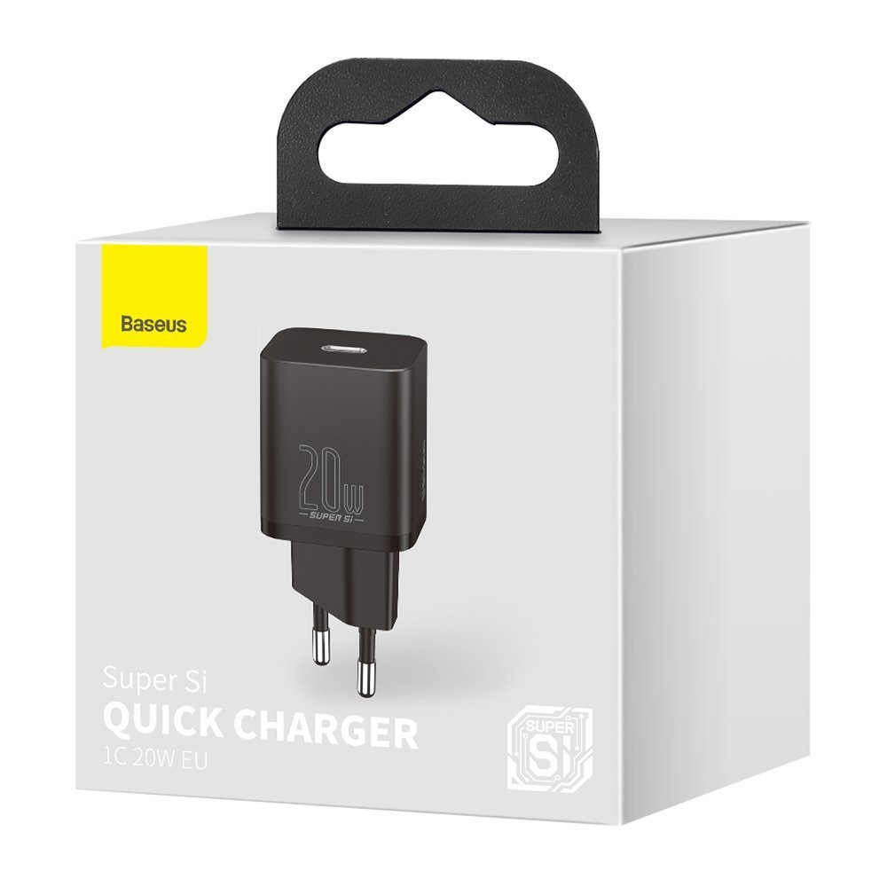 BASEUS Baseus Super Si 20W PD USB-C Snabbladdare - Svart