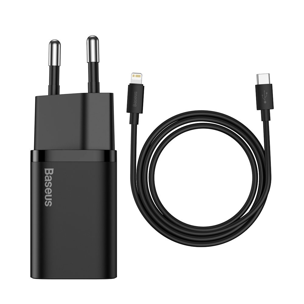 BASEUS Baseus Super Si 20W PD Snabbladdare Inkl. Kabel - Svart