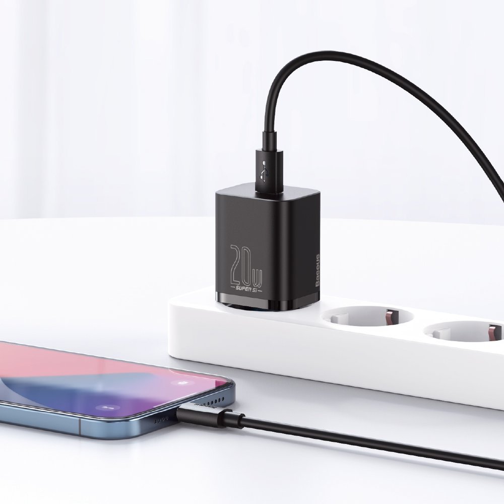 BASEUS Baseus Super Si 20W PD Snabbladdare Inkl. Kabel - Svart
