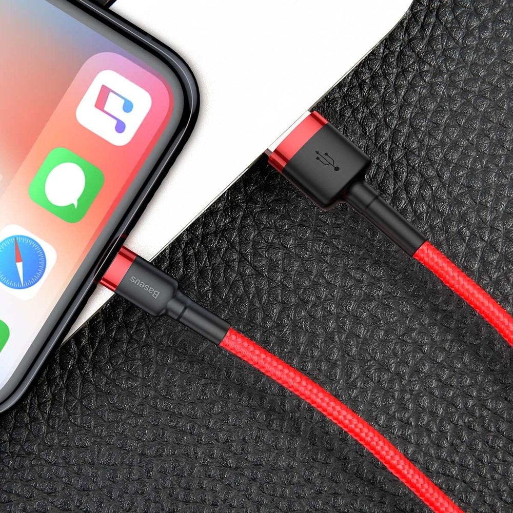 BASEUS Baseus Cafule 0.5m Lightning Nylon Laddningskabel - Röd