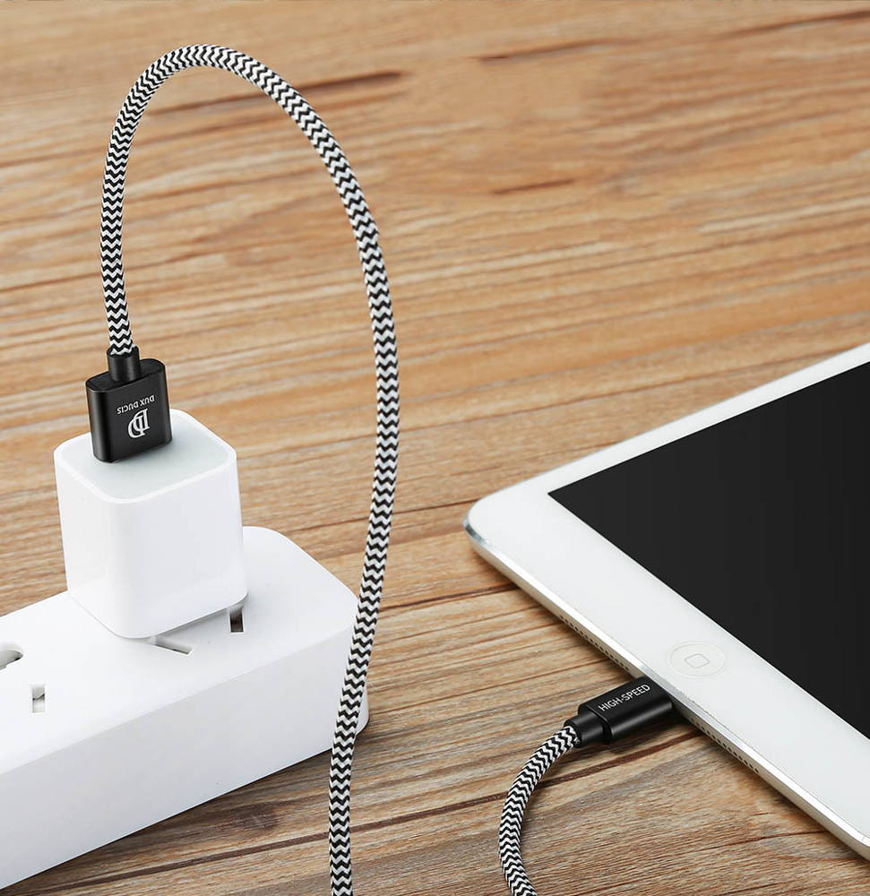DUX DUCIS DUX DUCIS 1M Lightning Kabel Quick Charge - Svart/Vit