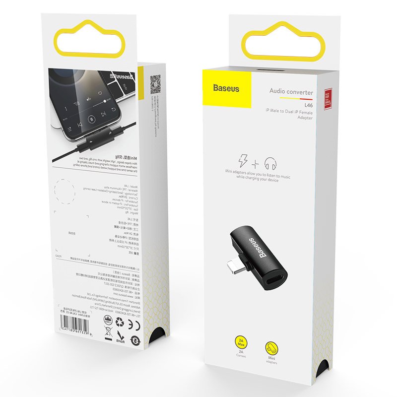 BASEUS Baseus USB Adapter 2x Lightning Port - Svart