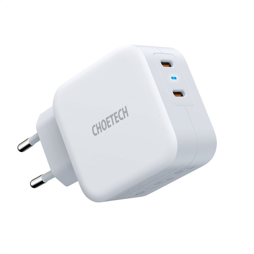 Choetech Choetech 40W 3A 2x USB-C Power Delivery Snabbladdare - Vit