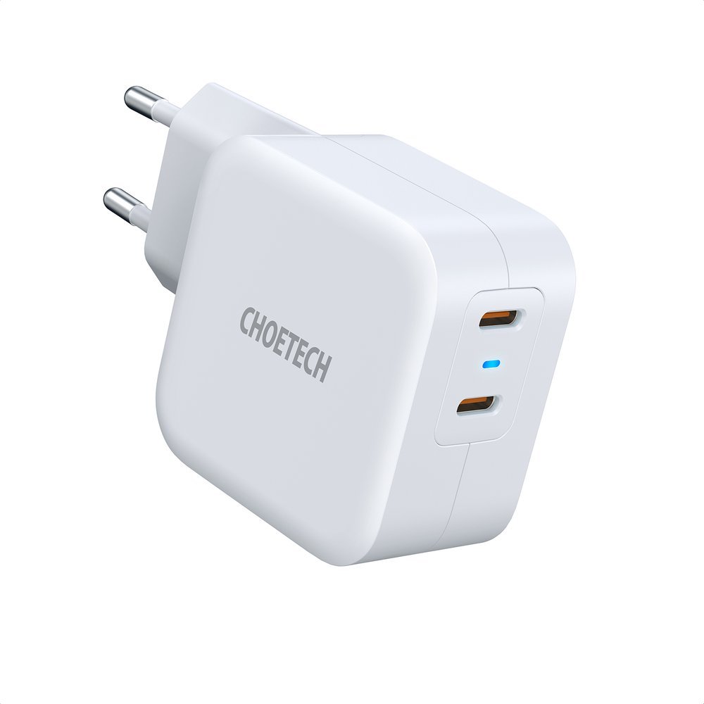 Choetech Choetech 40W 3A 2x USB-C Power Delivery Snabbladdare - Vit