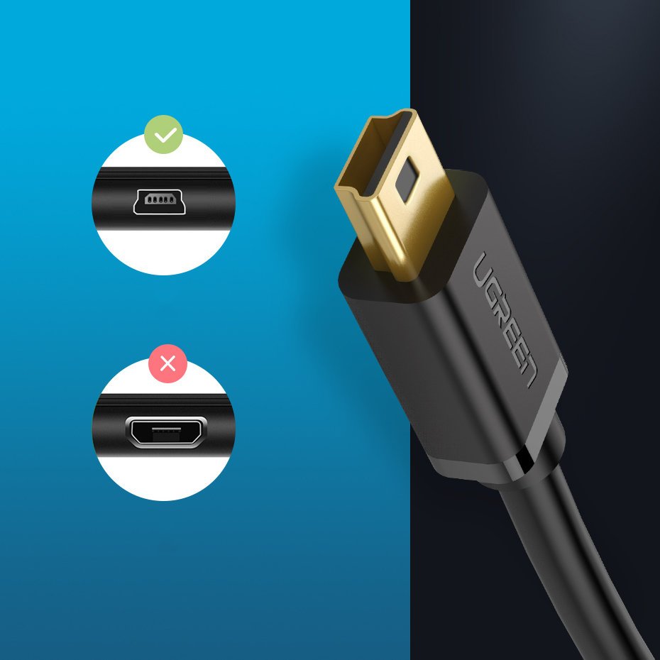 UGREEN Ugreen 2m USB-A - USB Mini-B 5 Pin Laddningskabel Svart