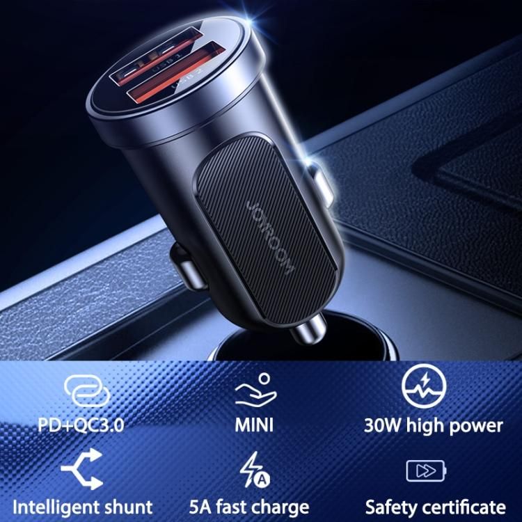 JOYROOM Joyroom 30W Mini Billaddare 2x USB-A PD QC Svart