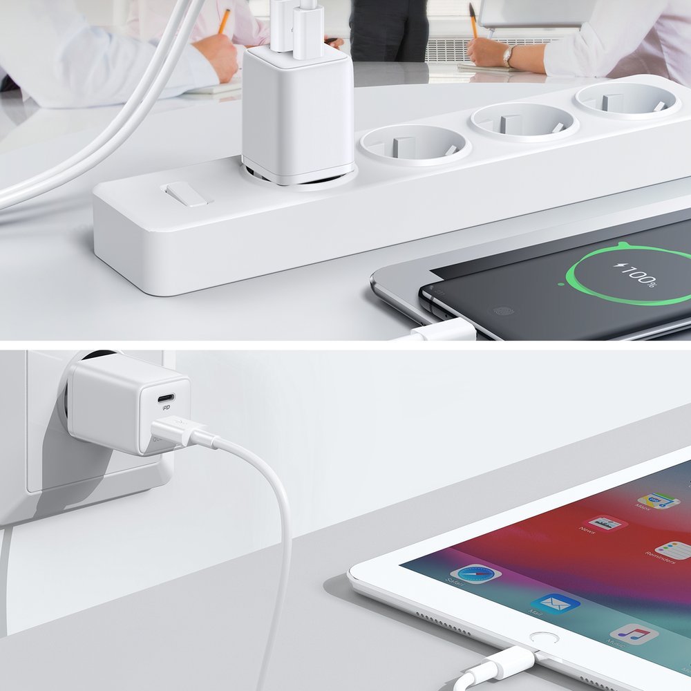 JOYROOM Joyroom 30W PD QC USB-C / USB-A Väggladdare Vit