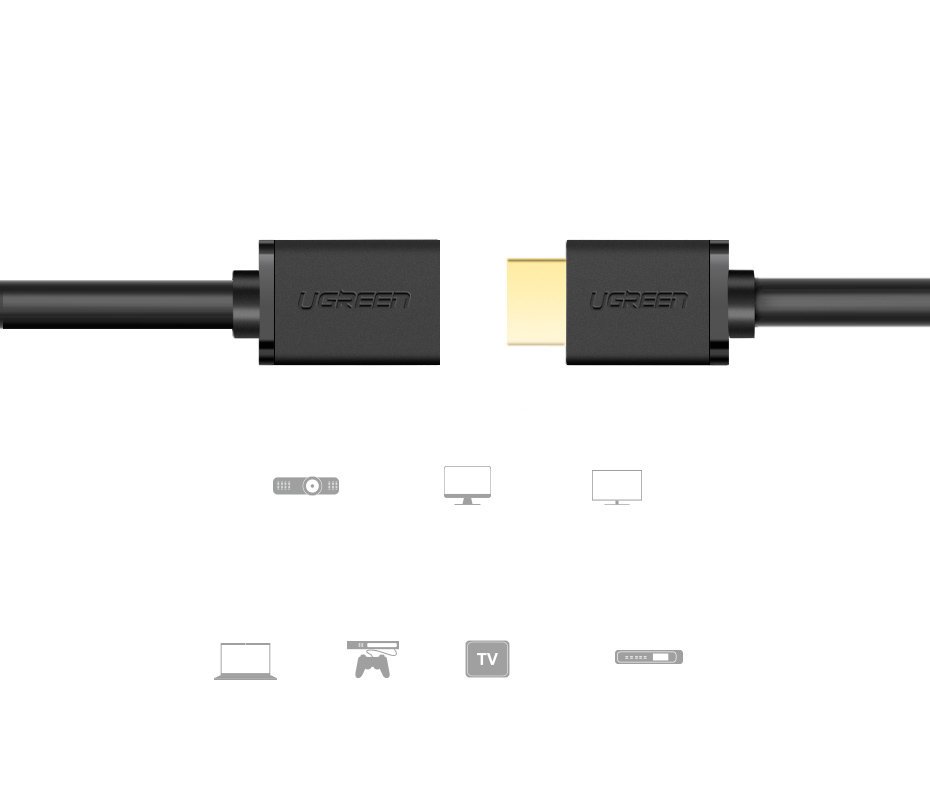 UGREEN Ugreen HDMI(hona) - HDMI(hane) 50cm kabel 4K 340 Mhz Svart