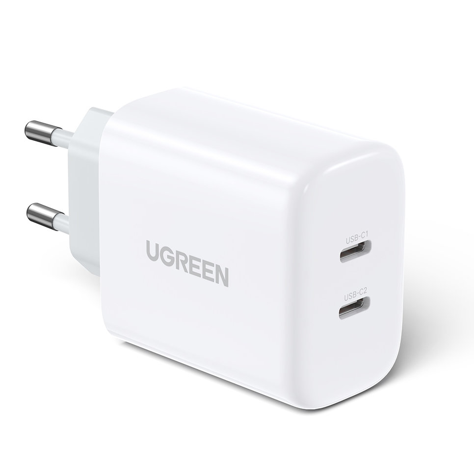 UGREEN Ugreen 40W 2x USB-C PD Snabbladdare Väggladdare Vit