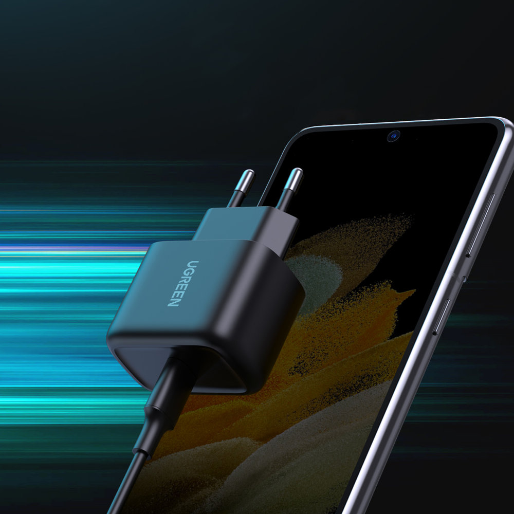 UGREEN Ugreen 25W USB-C Snabbladdare + 2m USB-C - USB-C kabel Svart