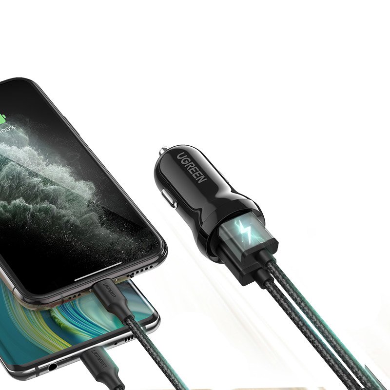 UGREEN Ugreen 24W 2x USB 4.8A Billaddare Snabbladdning Svart