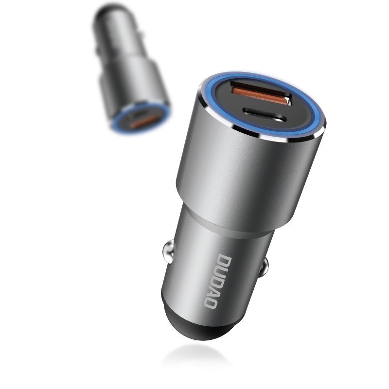 DUDAO Dudao 22.5W USB-C / USB-A QC PD Billaddare Snabbladdning Grå