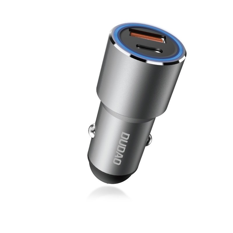 DUDAO Dudao 22.5W USB-C / USB-A QC PD Billaddare Snabbladdning Grå