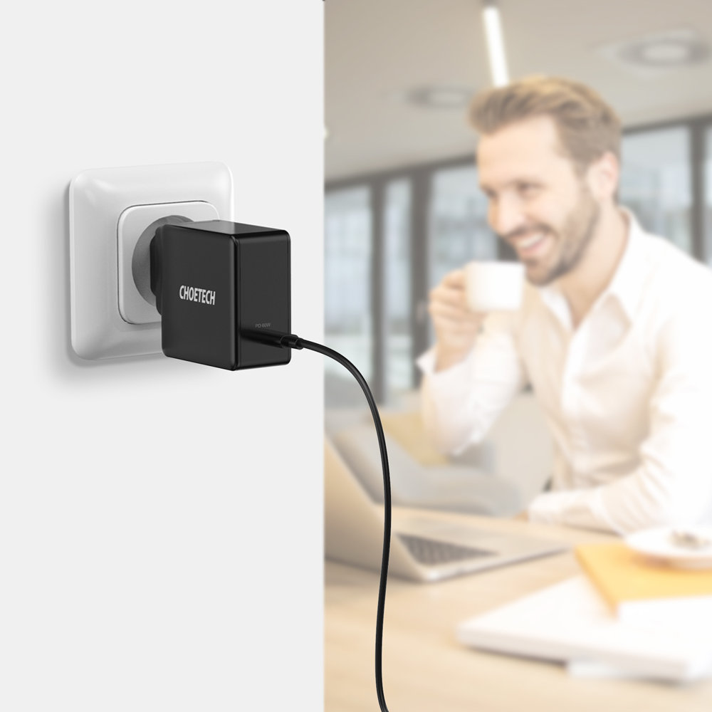 Choetech Choetech 60W USB-C PD Väggladdare Snabbladdning Svart