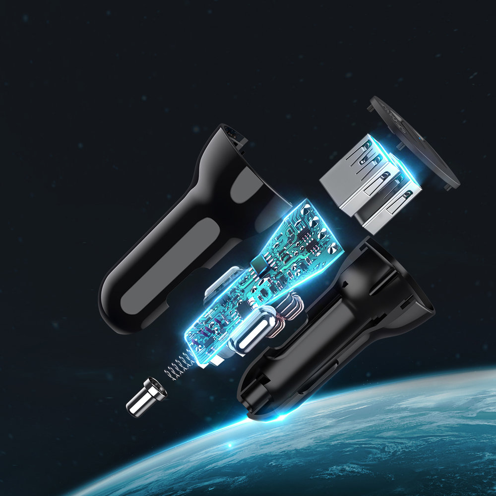 Choetech Choetech 12W 2.4A 2x USB-A Billaddare Svart