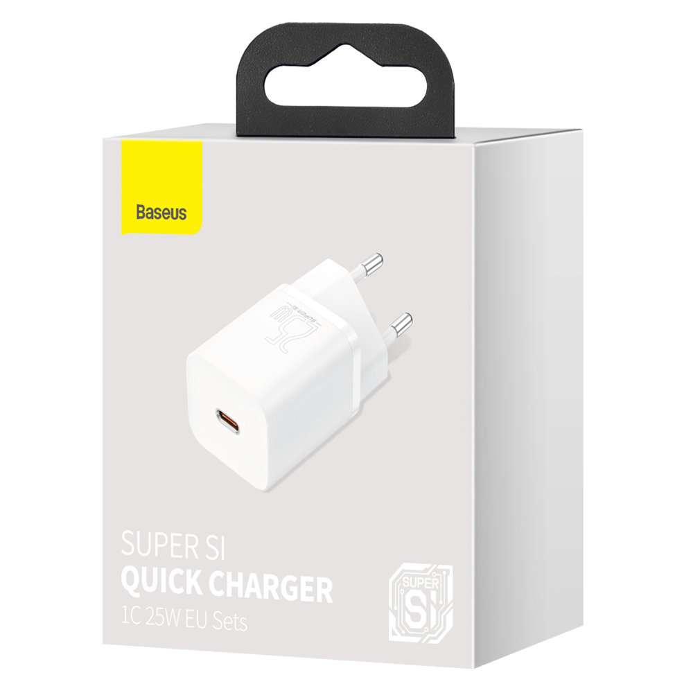BASEUS Baseus Super Si 25W PD QC Väggladdare USB-C Vit