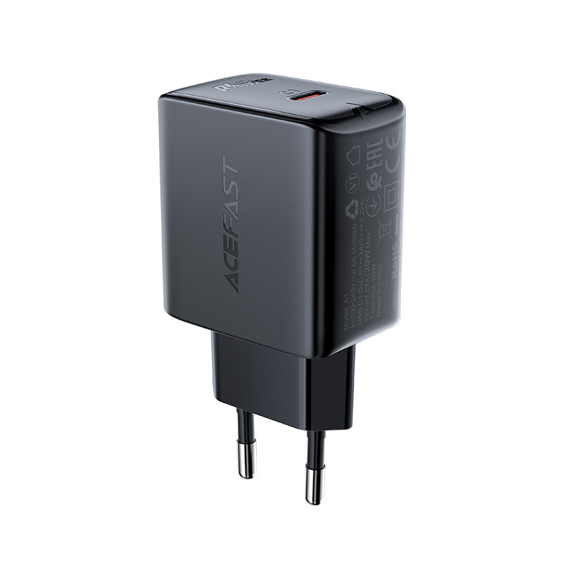 Acefast Acefast 20W PD USB-C Snabbladdare Väggladdare Svart