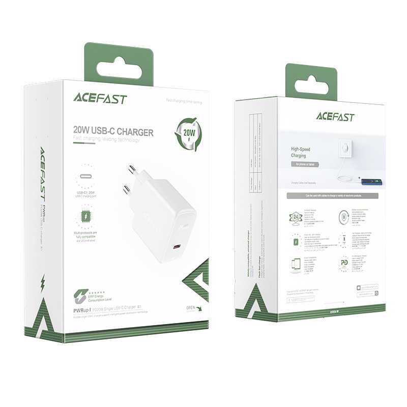 Acefast Acefast 20W PD USB-C Snabbladdare Väggladdare Vit