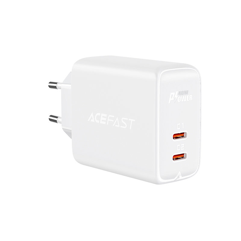 Acefast Acefast 40W PD PPS QC 2x USB-C Väggladdare Vit