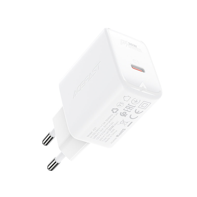 Acefast Acefast 30W GaN PD QC USB-C Väggladdare Vit