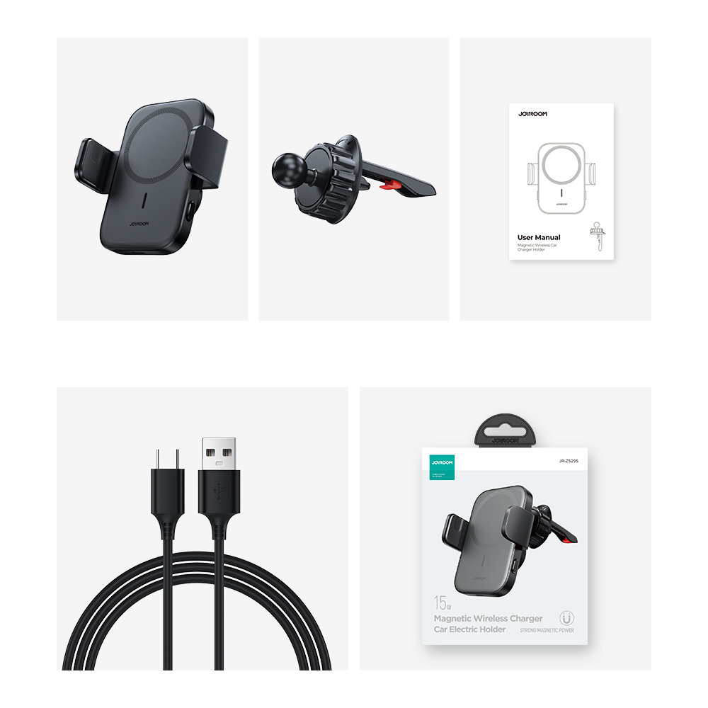 JOYROOM Joyroom 15W MagSafe Qi Laddare För Luftventil Svart