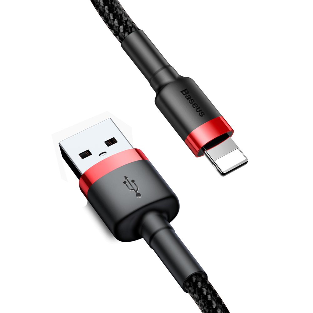 BASEUS BASEUS 3m Lightning Nylon Kabel - Svart/Röd