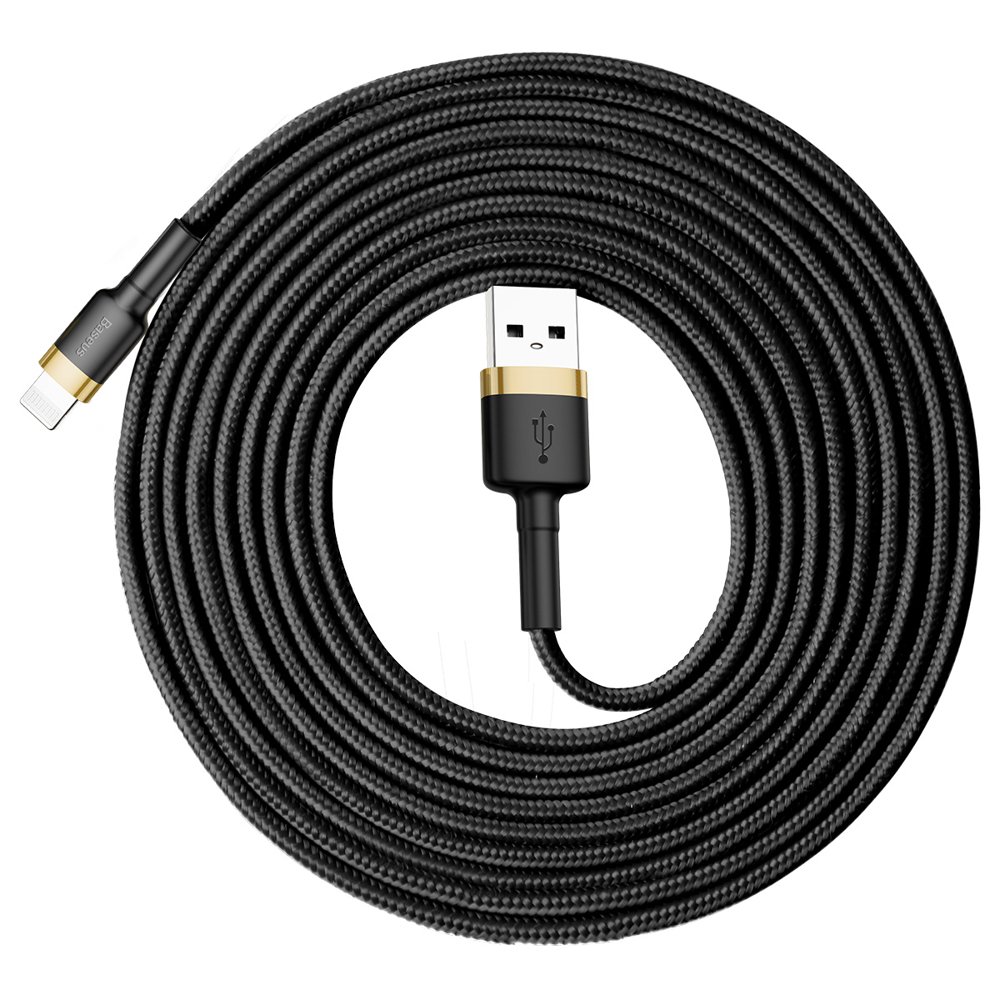 BASEUS BASEUS 3m Lightning Nylon Kabel - Svart/Guld
