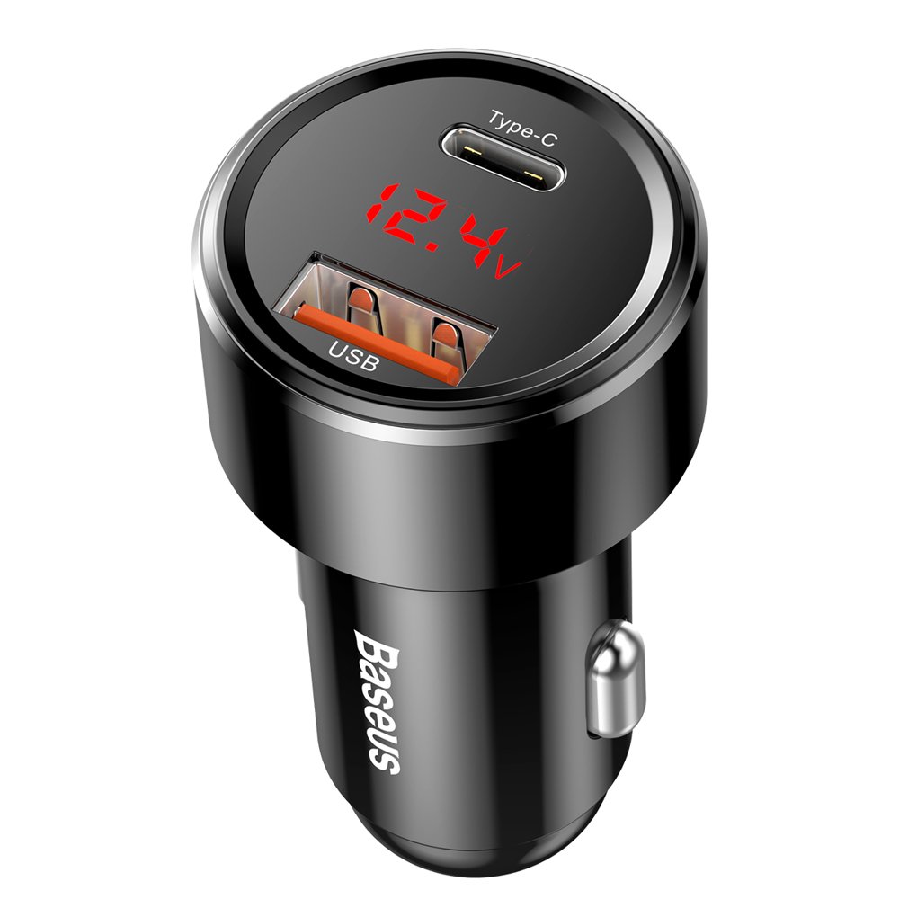 BASEUS BASEUS 45W 6A Billaddare med Type-C PD 4.0/QC 3.0 - Svart