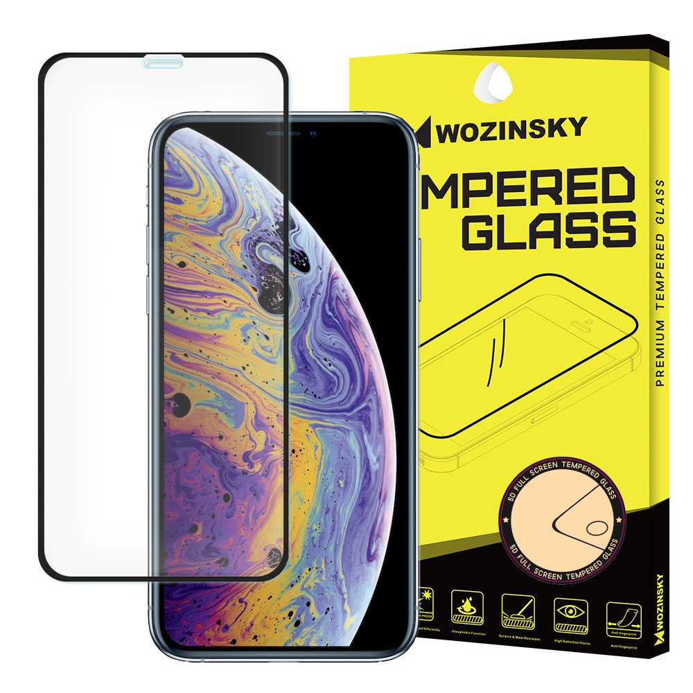 Wozinsky iPhone 11 Pro/X/Xs - Wozinsky Heltäckande Härdat Glas - Svart