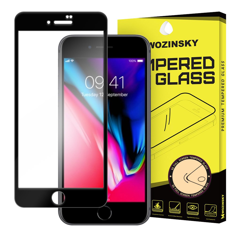 Wozinsky iPhone 7/8/SE (2020/2022) - Wozinsky Heltäckande Skärmskydd - Svart