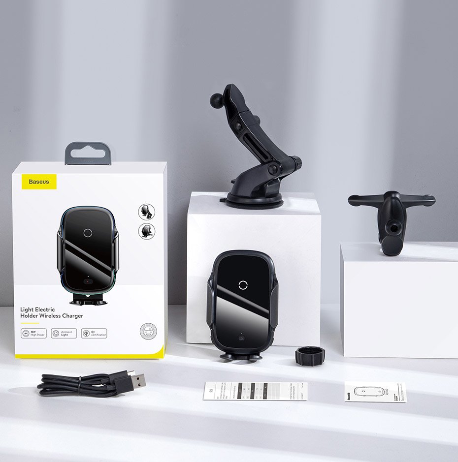 BASEUS Baseus 15W Ultimata Smart Trådlös Qi Laddare För Bil - Svart