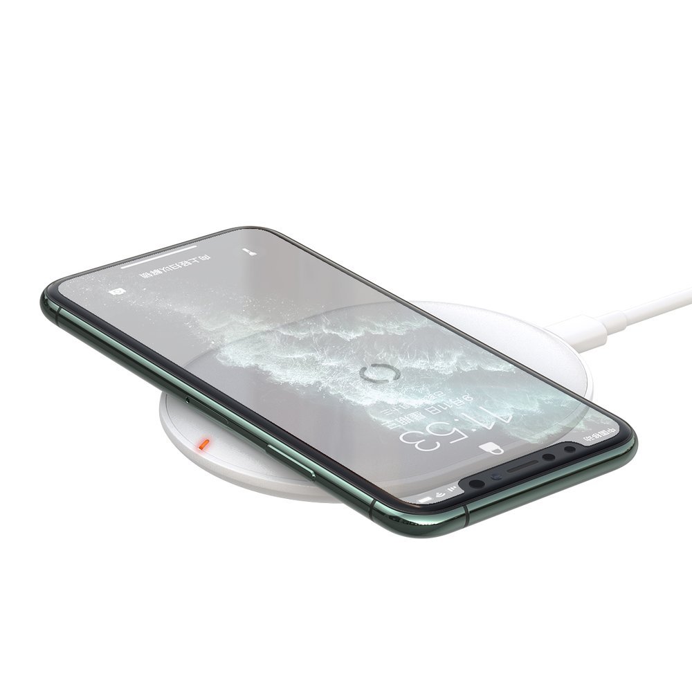 BASEUS Baseus Cobble 15W Qi Laddare + 1m USB-C Kabel - Vit