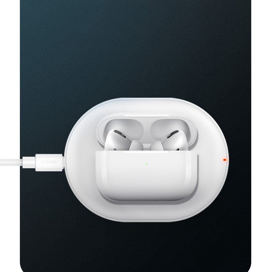 BASEUS Baseus Cobble 15W Qi Laddare + 1m USB-C Kabel - Vit