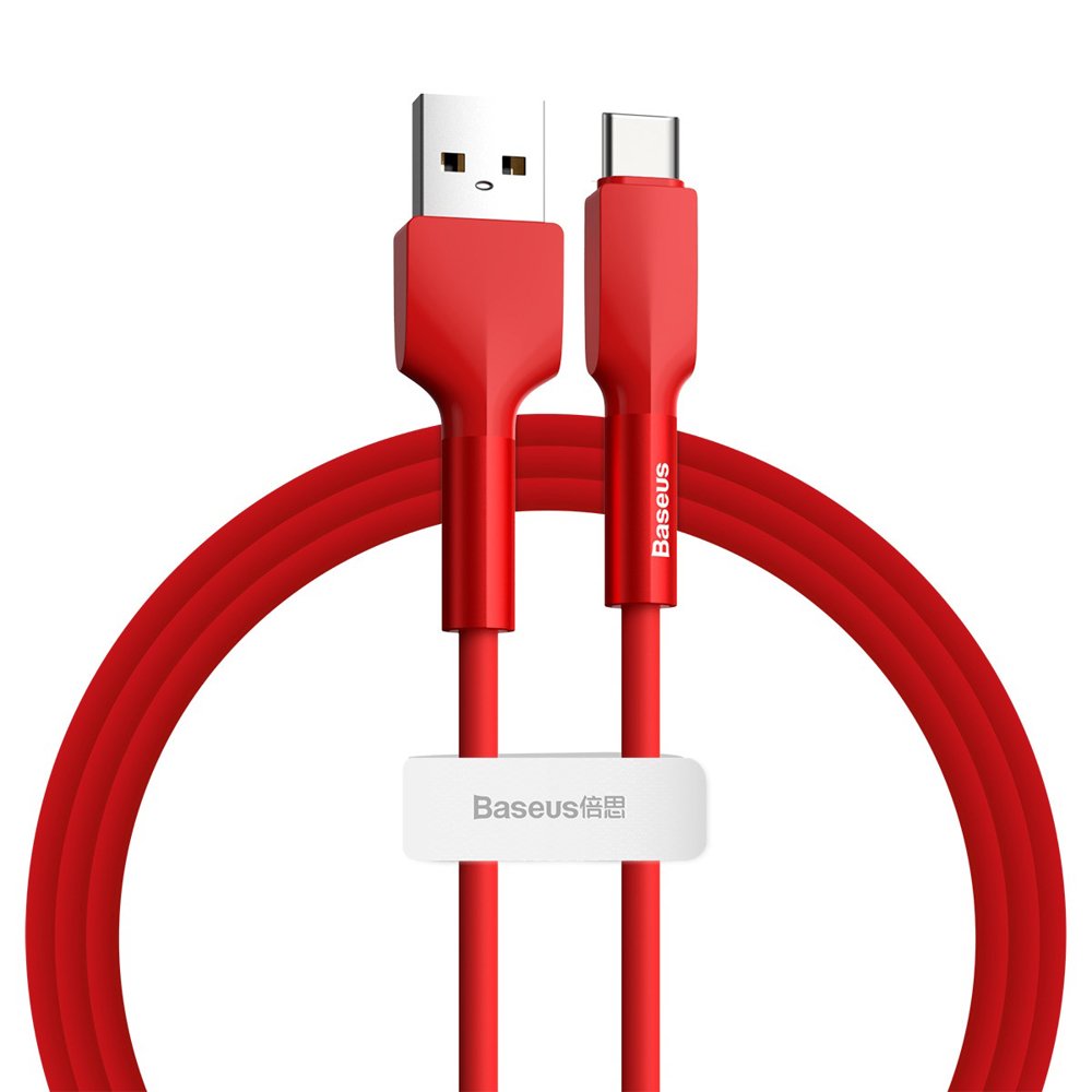BASEUS Baseus Silica Gel 1m 3A USB-C Kabel - Röd