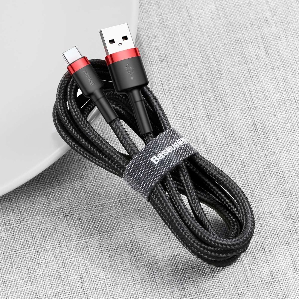 BASEUS Baseus Cafule 2m USB-C QC3.0 Laddningskabel - Svart/Röd