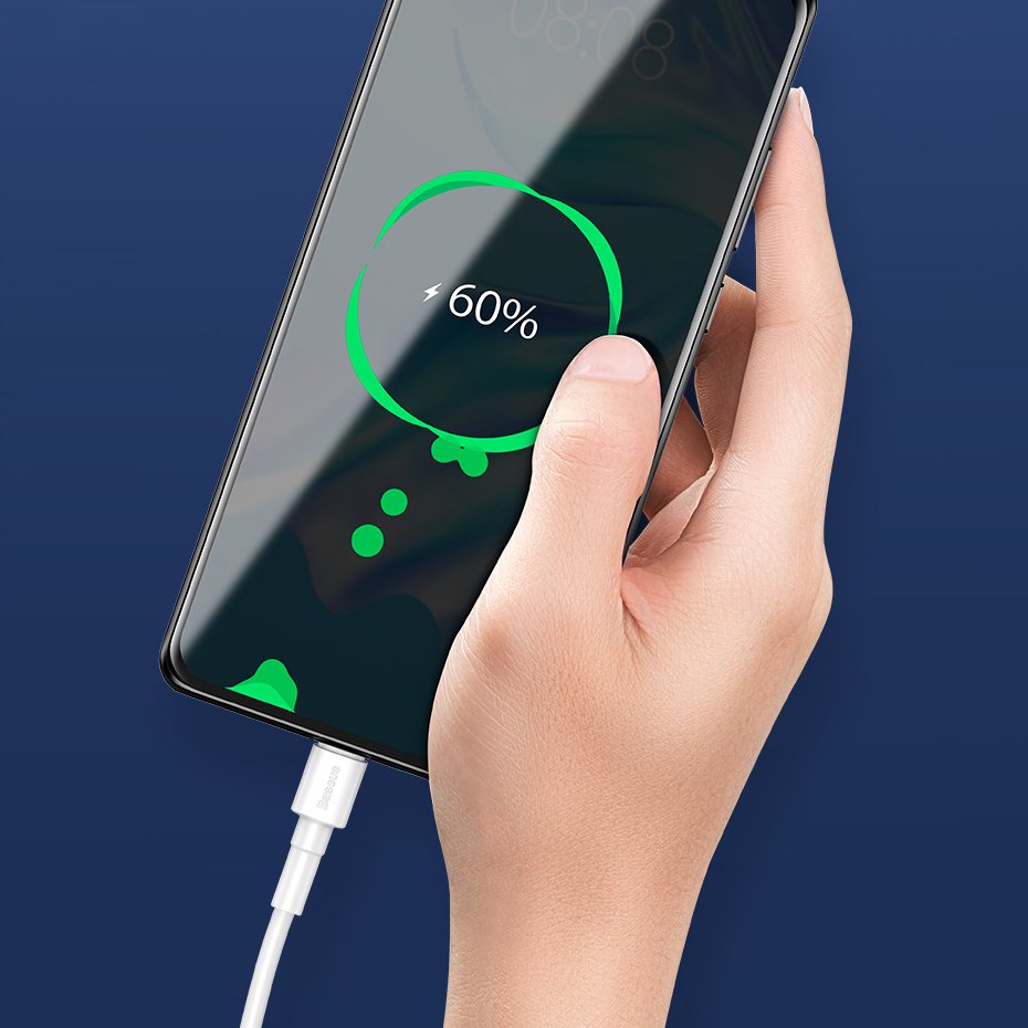 BASEUS Baseus 1m 2.4A Micro USB Laddningskabel - Vit