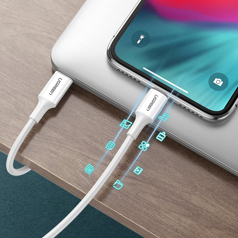 UGREEN Ugreen 1m MFi 18W 3A Lightning - USB-C Kabel - Vit
