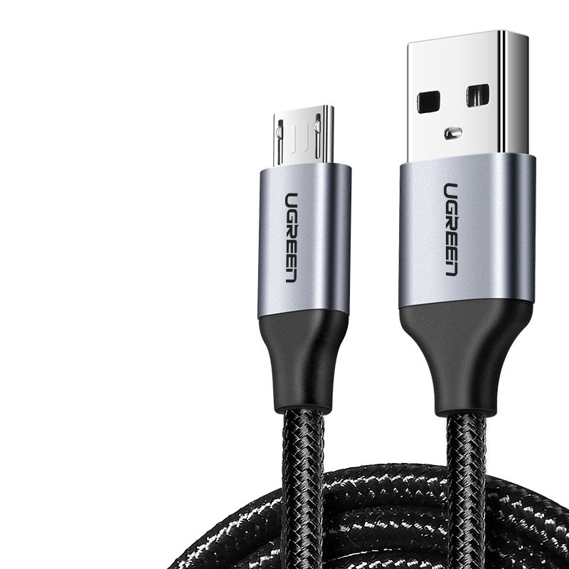 UGREEN Ugreen 2m Micro USB Flätad Nylonkabel - Grå
