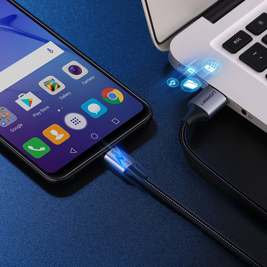 UGREEN Ugreen 2m Micro USB Flätad Nylonkabel - Grå