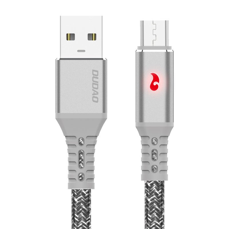 DUDAO Dudao 1m 3A Micro USB Med LED Indikator - Grå
