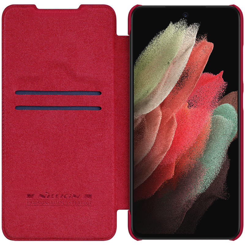 NILLKIN NILLKIN Samsung Galaxy S21 FE Fodral Qin Läder Röd
