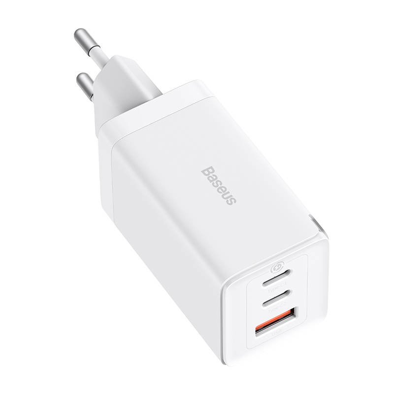 BASEUS Baseus 65W GaN5 Pro Väggladdare 2x USB-C 1x USB-A Vit